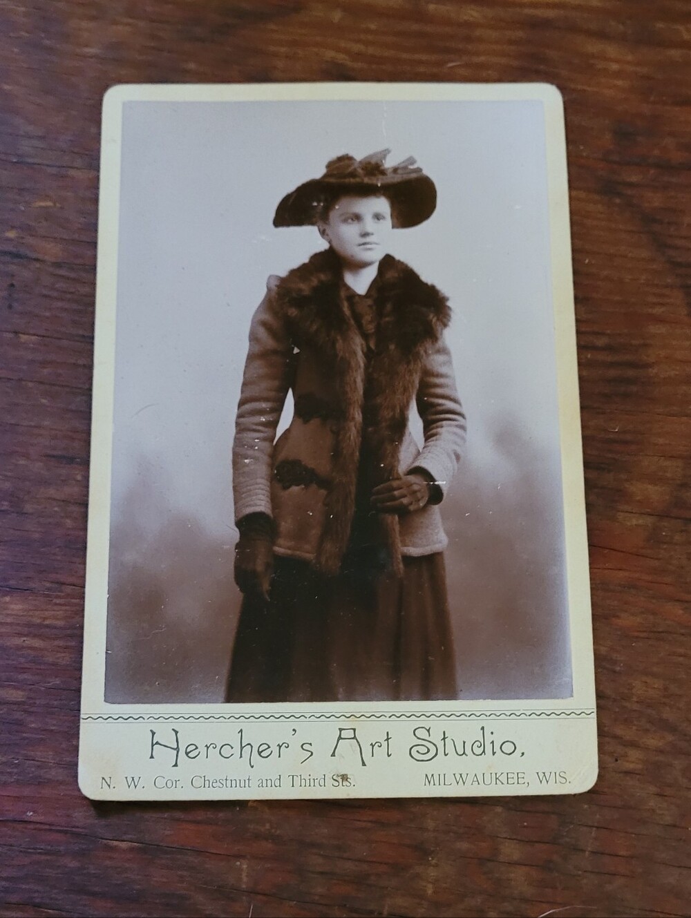Victorian Woman Wearing a Brown Fur